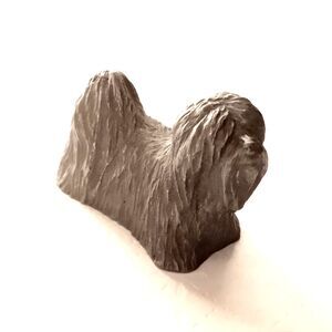 Vintage Maltese Dog Miniature Pewter Figurine – Rawcliffe Pewter P. Davis ‘79